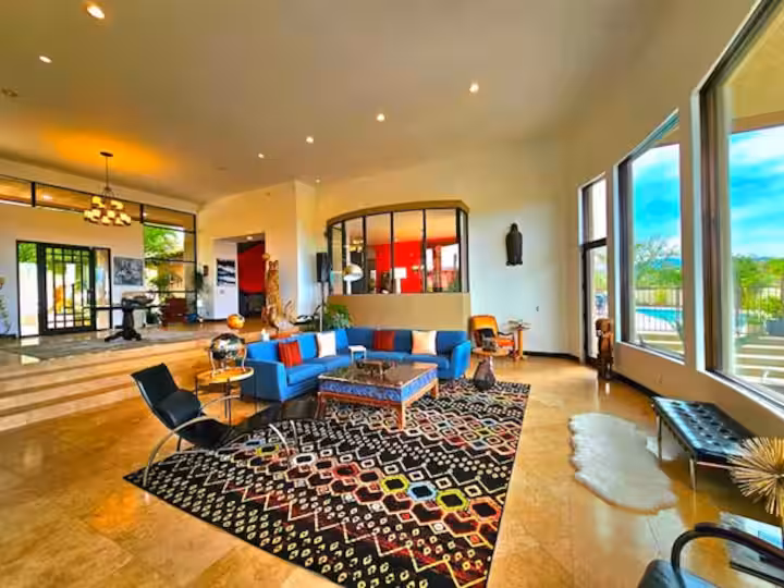 Living room and shared gathering space at the retreat estate